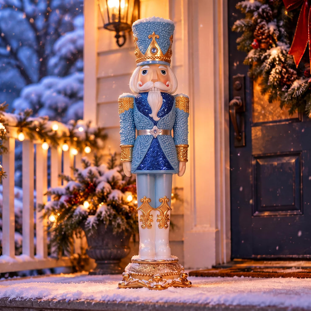sunnydaze kenneth the princely 3ft nutcracker statue, christmas, front angle view