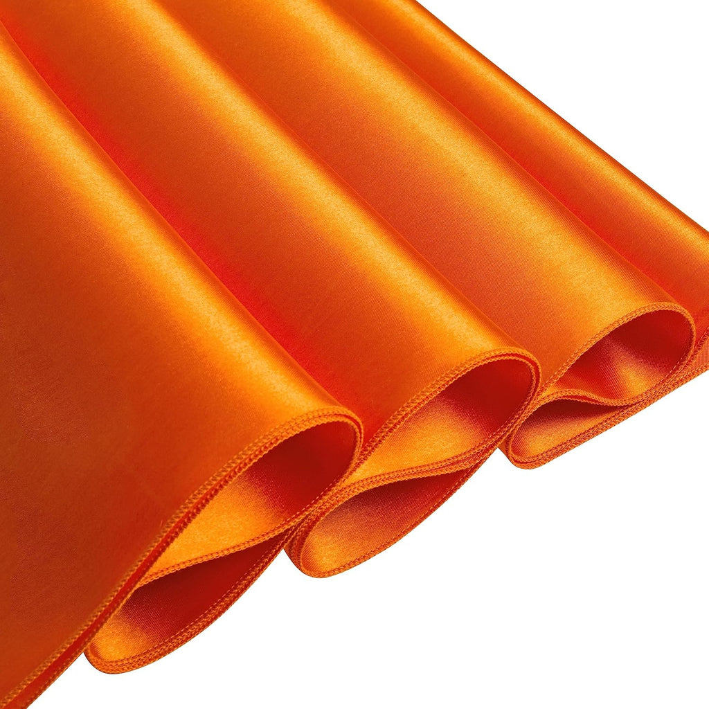 Orange Satin Chair Sashes Bows, 6 x 108 inch, 10 Pcs | Universal Chair Cover, Wedding Reception Events Banquets Party, Hotel Event Decorations