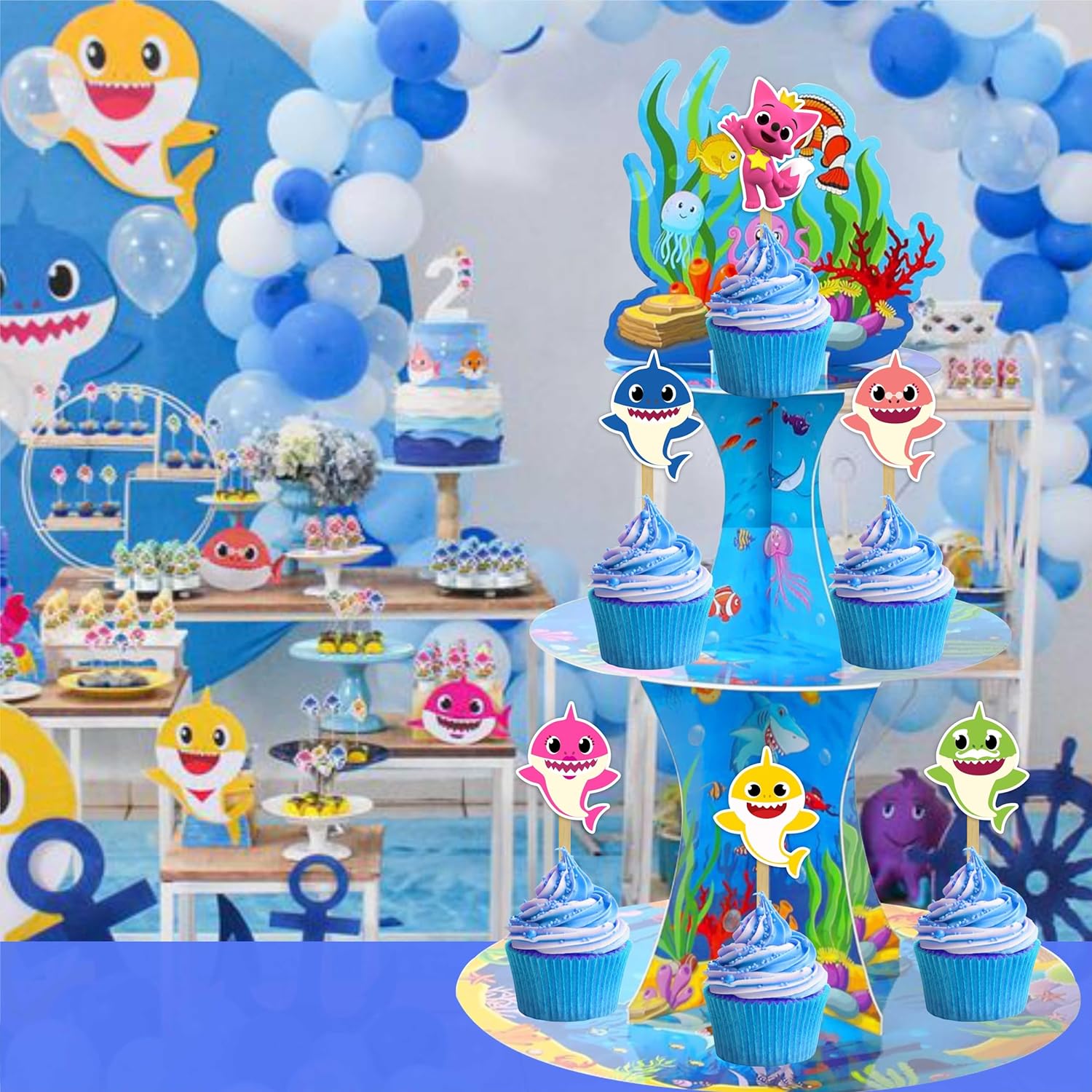 "Bby Shrk Cupcake Toppers – Cute Party Decorations for Bby Shrk-Themed Birthdays – Fun & Colorful Cake Toppers for Birthday Parties – Multicolor Set of 24"