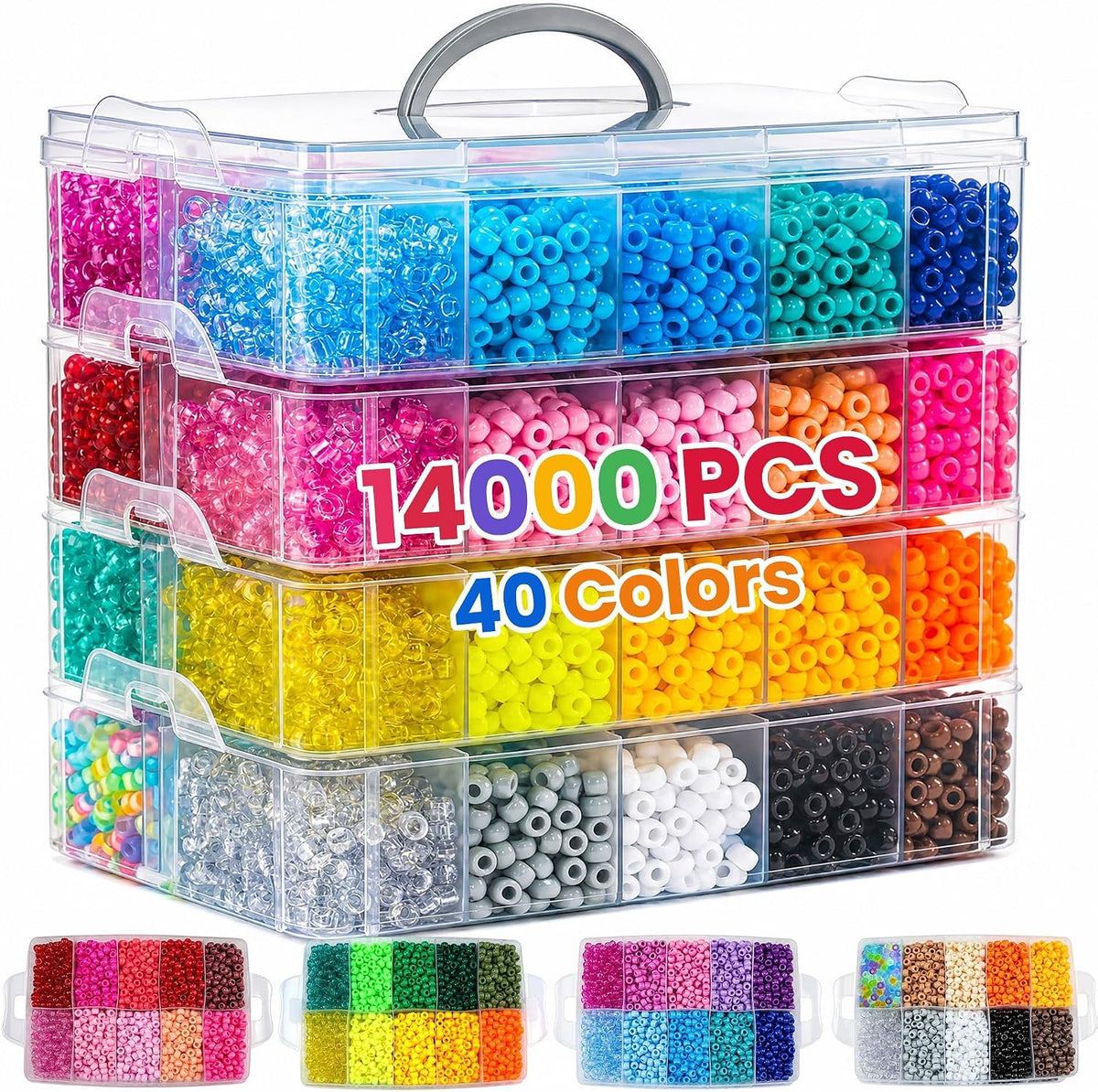 pony beads kit, 40 colors rave kandi beads, main product view