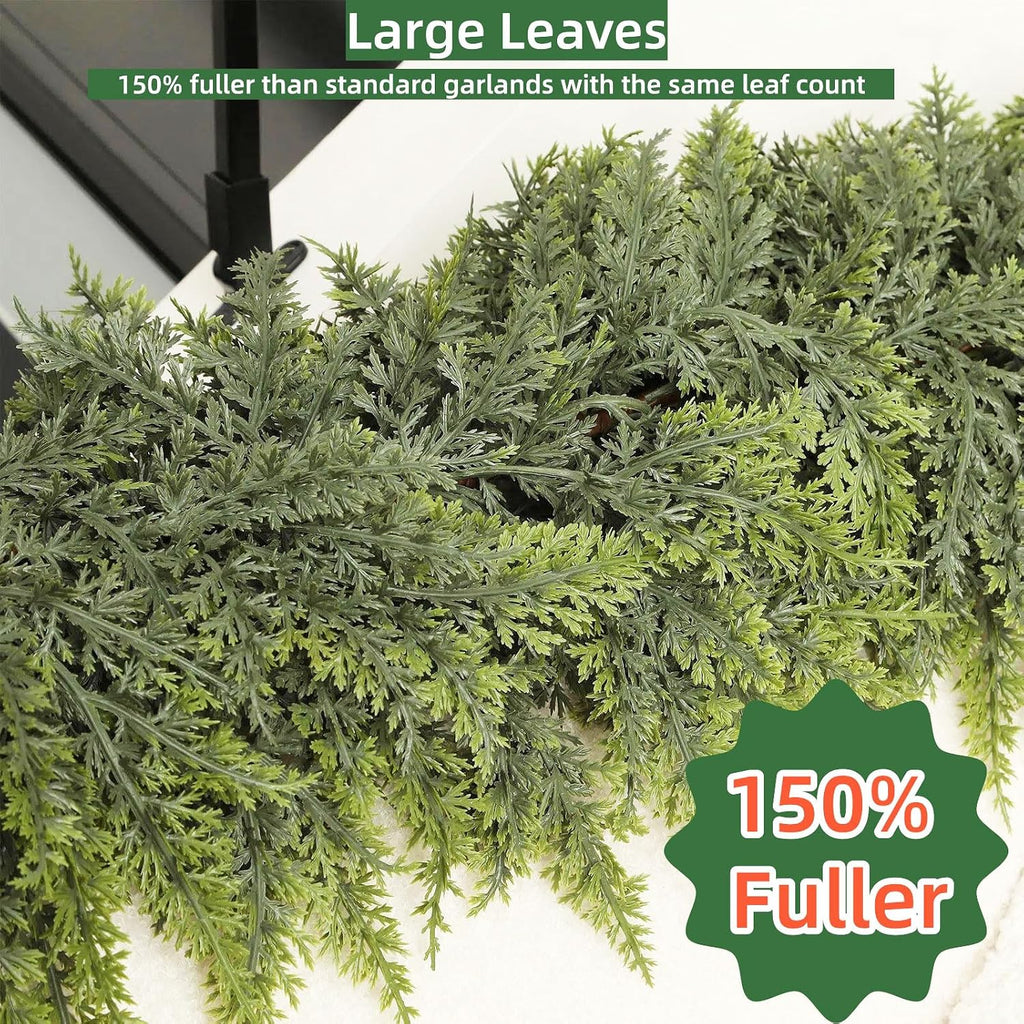 tasruwat deluxe 9 ft artificial christmas cedar garland showing dimensions