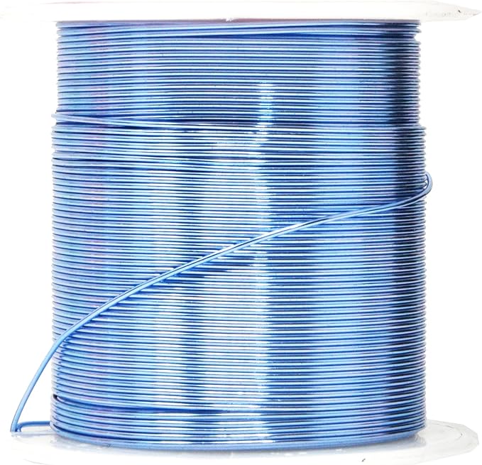 Mandala Crafts 22 Gauge Anodized Aluminum Craft Wire for Jewelry Making - 450 FT Colored Flexible Silver Copper True Blue Pink Ice Blue Green Wire - Bendable for Bonsai Armature Crafting Sculpting