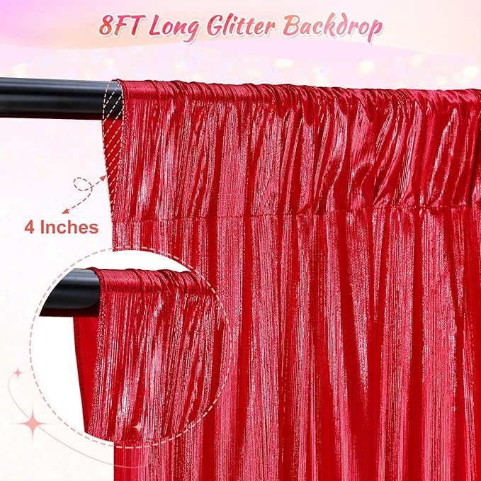 Red Backdrop Curtain for Wedding Parties: 4.8x8FT Chrstmas Curtains Backdrop Drapes for Graduation Birthday Photography Home Decoration