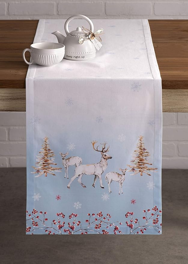 Maison d' Hermine Table Runner 100% Cotton Single Layer Table Runners 60 inches Long Decorative for Home Kitchen Dining Party Baby Shower Wedding Bridal Shower (Fairytale Forest, 14.50" x 60")