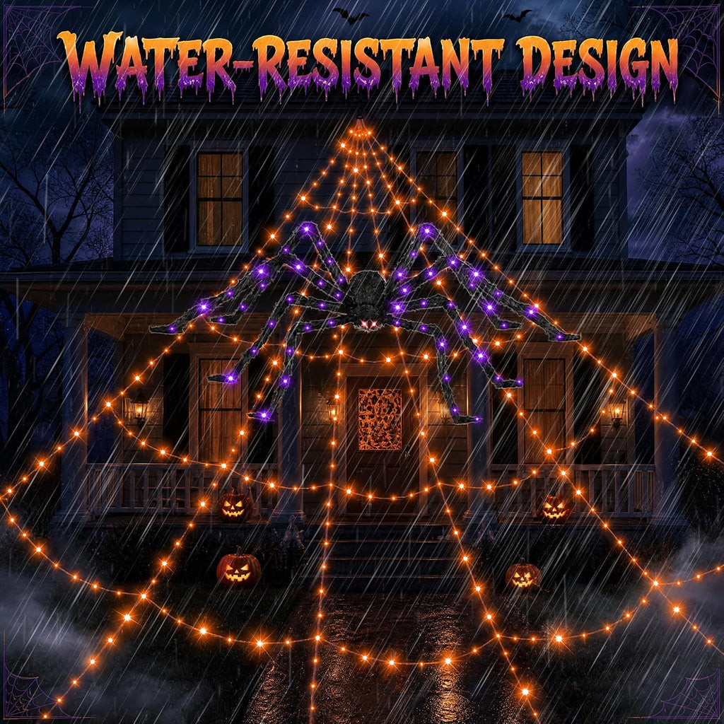 halloween decorations outdoor spider web lights - 550 on a desk or shelf