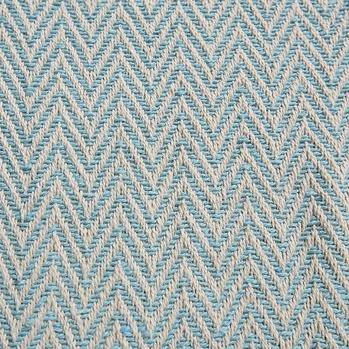 DII Woven Basic Tabletop Collection Chevron Table Runner, 15x72, Aqua