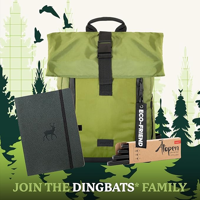 Dingbats* Wildlife Dotted Writing Journal Notebook A5 - Vegan Leather Softcover - Ideal for Work, Travel - Pocket, Elastic Closure, & Bookmark