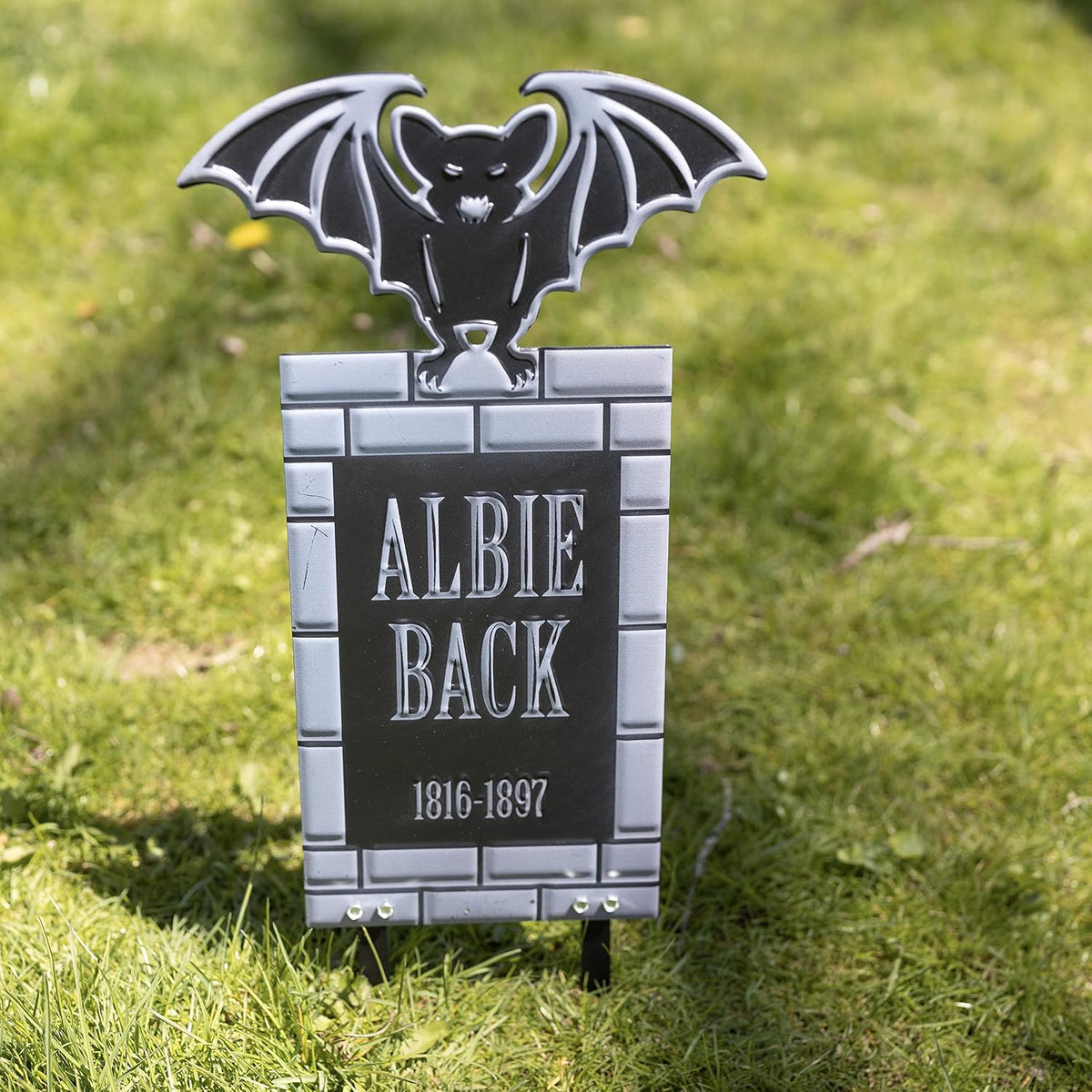 3-D Metal Halloween Ghost Cemetery 17" Tombstones - Full Set of 5 w Stakes