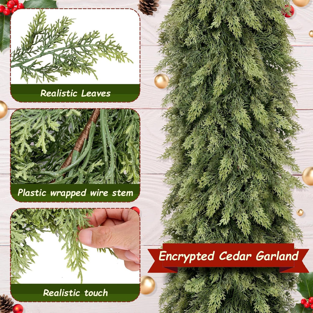 9ft christmas artificial cedar garland for mantel, side view