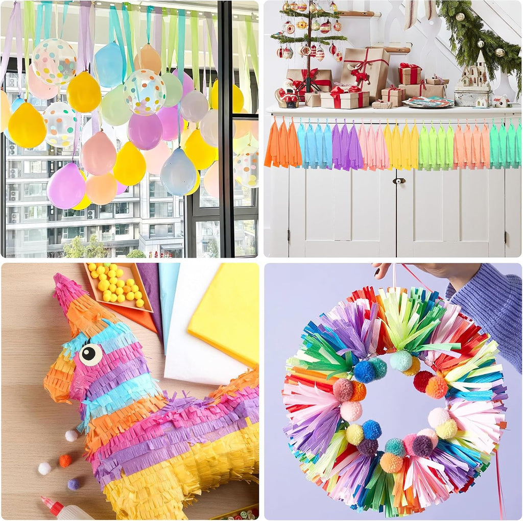 Oubest Crepe Paper Streamers 2.2 Inch x 656 Feet Ideal Party Supplies & Decorations for Birthdays Baby Showers Bachelorettes Weddings DIY, 8 Rolls Pastel Streamers Backdrops, Doorway & Wall Decor