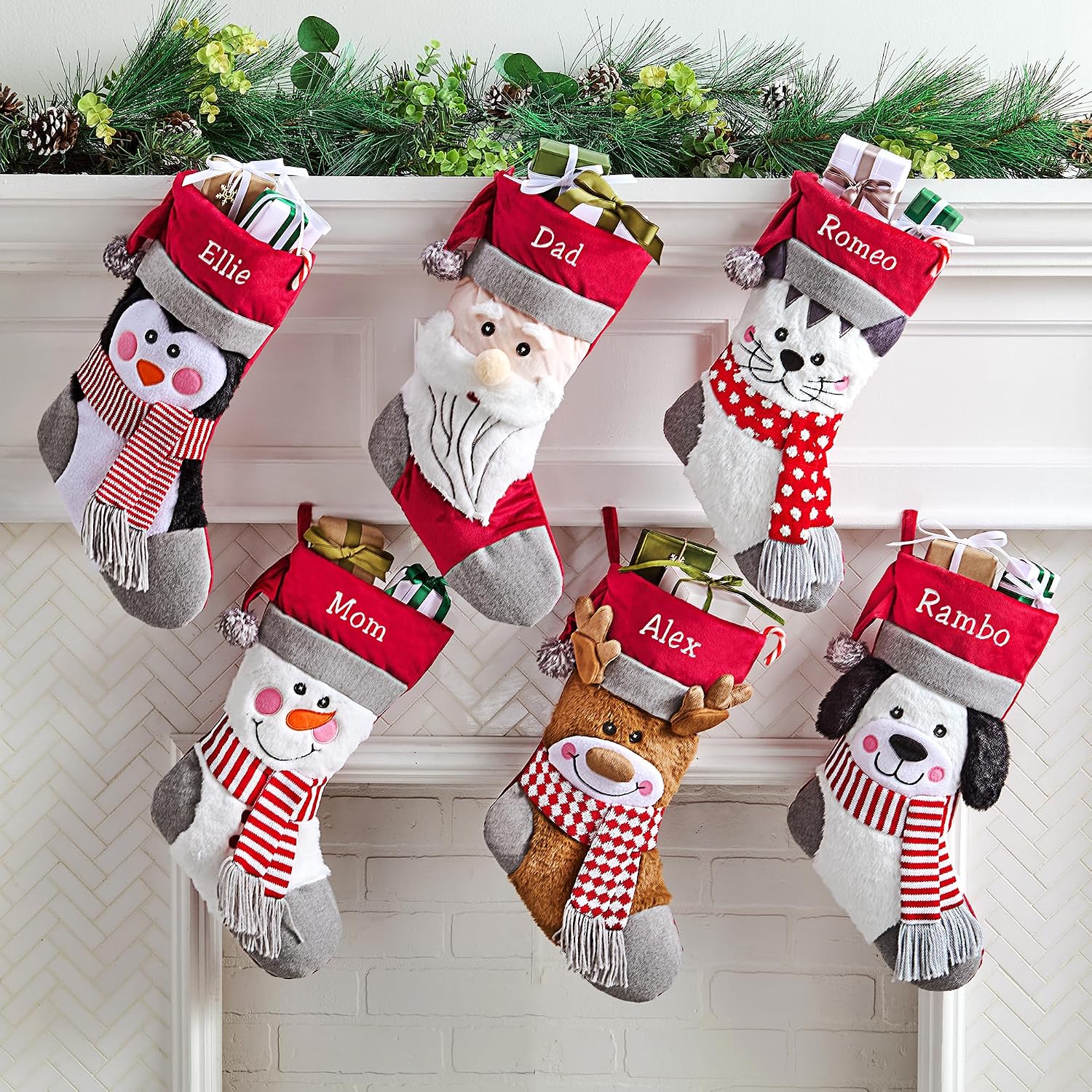 Let's Make Memories Personalized Christmas Stocking - Stockings for Family - Embroidered Name - Custom Christmas Decor - 8”x19” - Plush Friends - Dog
