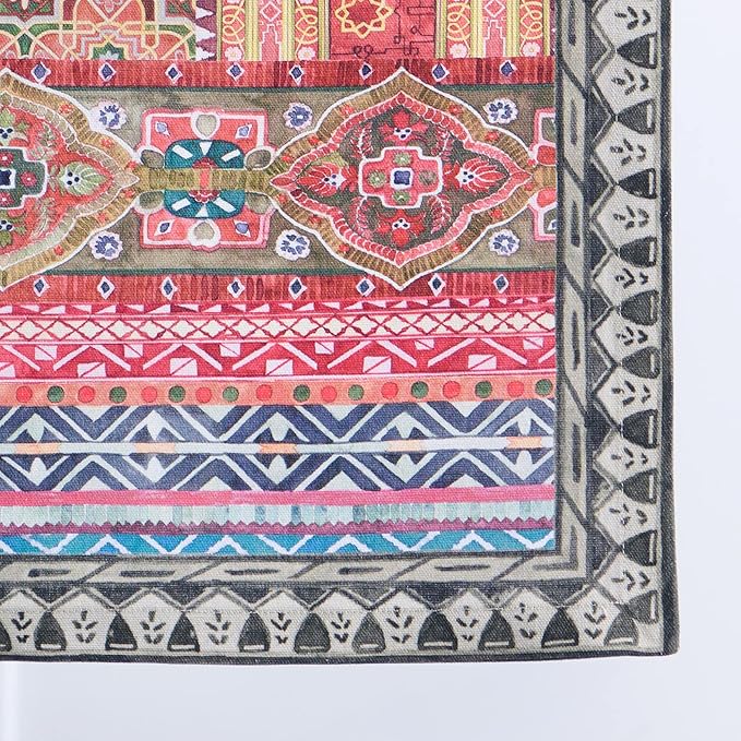 Maison d' Hermine Table Runner 100% Cotton Single Layer Table Runners 72 inches Long for Thanksgiving Christmas Decorations Home Kitchen Dining Party Wedding (Ispahan, 14.5" x 72")