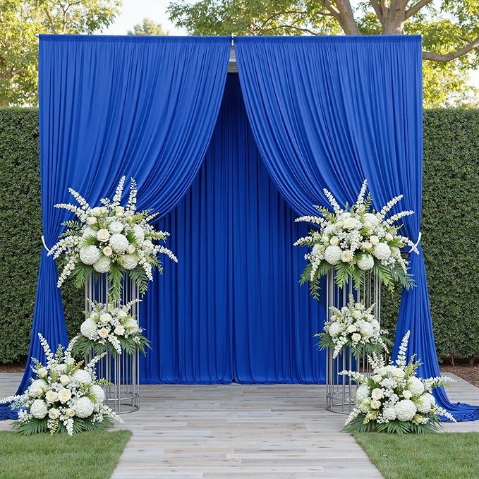 30ftx10ft Wrinkle Free Royal Blue Backdrop Curtains for Party Background, Silky Polyester Photo Backdrop Drapes 6 Panels Back Drop Cloth for Wedding Birthday Photography Baby Shower Decor