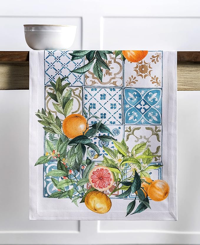 Maison d' Hermine Table Runner 100% Cotton Single Layer Table Runners 108 inches Long Decorative for Home Kitchen Dining Party Baby Shower Wedding Bridal Shower Spring Summer (Agrume, 14.50" x 108")