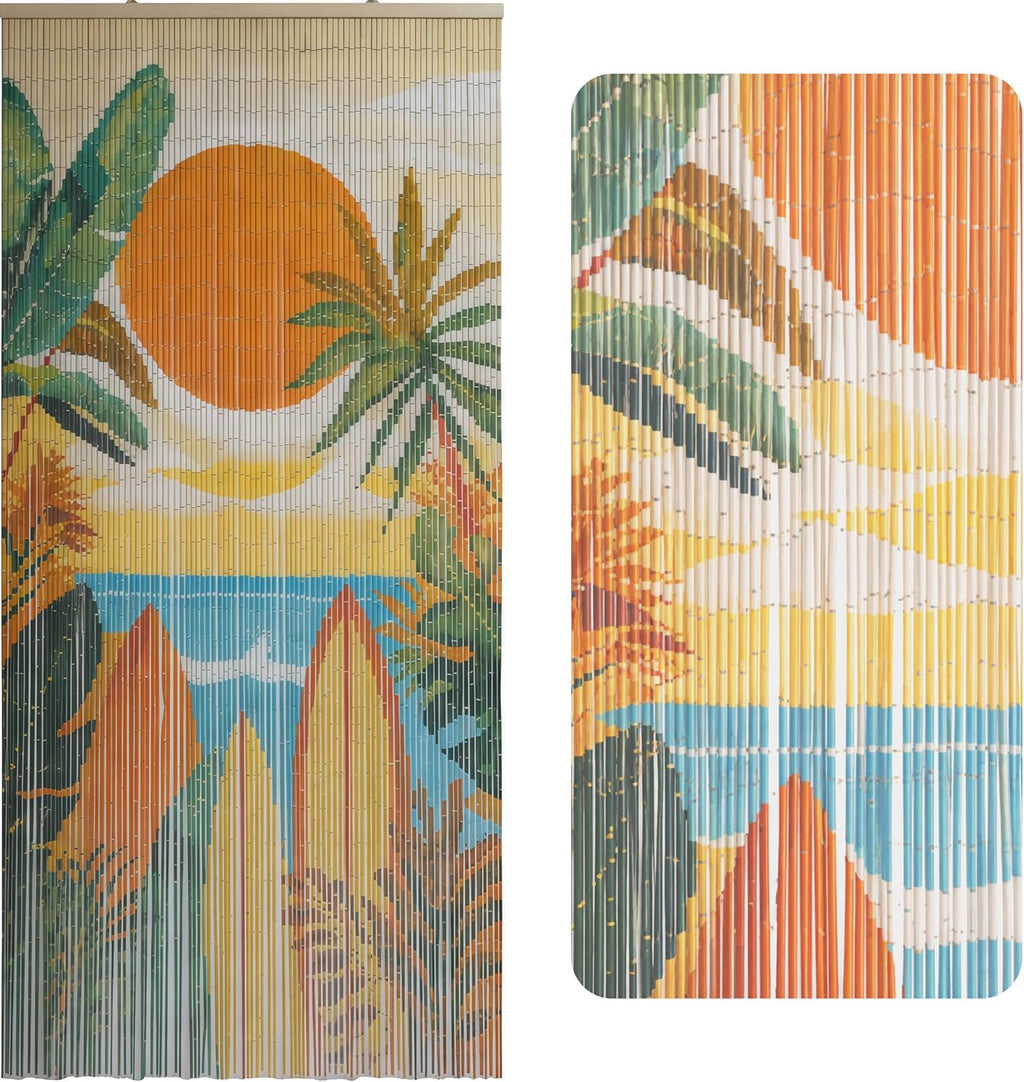 summer vibe beaded bamboo curtain for doorway 35.4", main product view