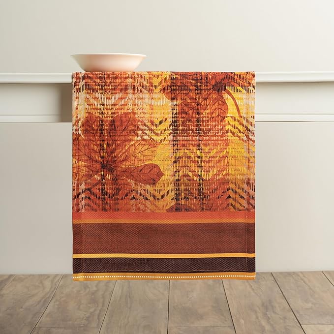 Maison d' Hermine Table Runner 100% Cotton Single Layer Table Runners 72 inches Long for Thanksgiving Christmas Decorations Home Kitchen Dining Party Wedding (Thanksgiving Tartan, 14.5" x 72")