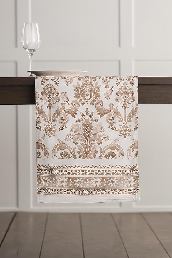 Maison d' Hermine Table Runner 100% Cotton Double Layer Table Runners 108 inches Long for Thanksgiving Christmas Decorations Home Kitchen Dining Party Wedding (Allure, 14.5" x 108")