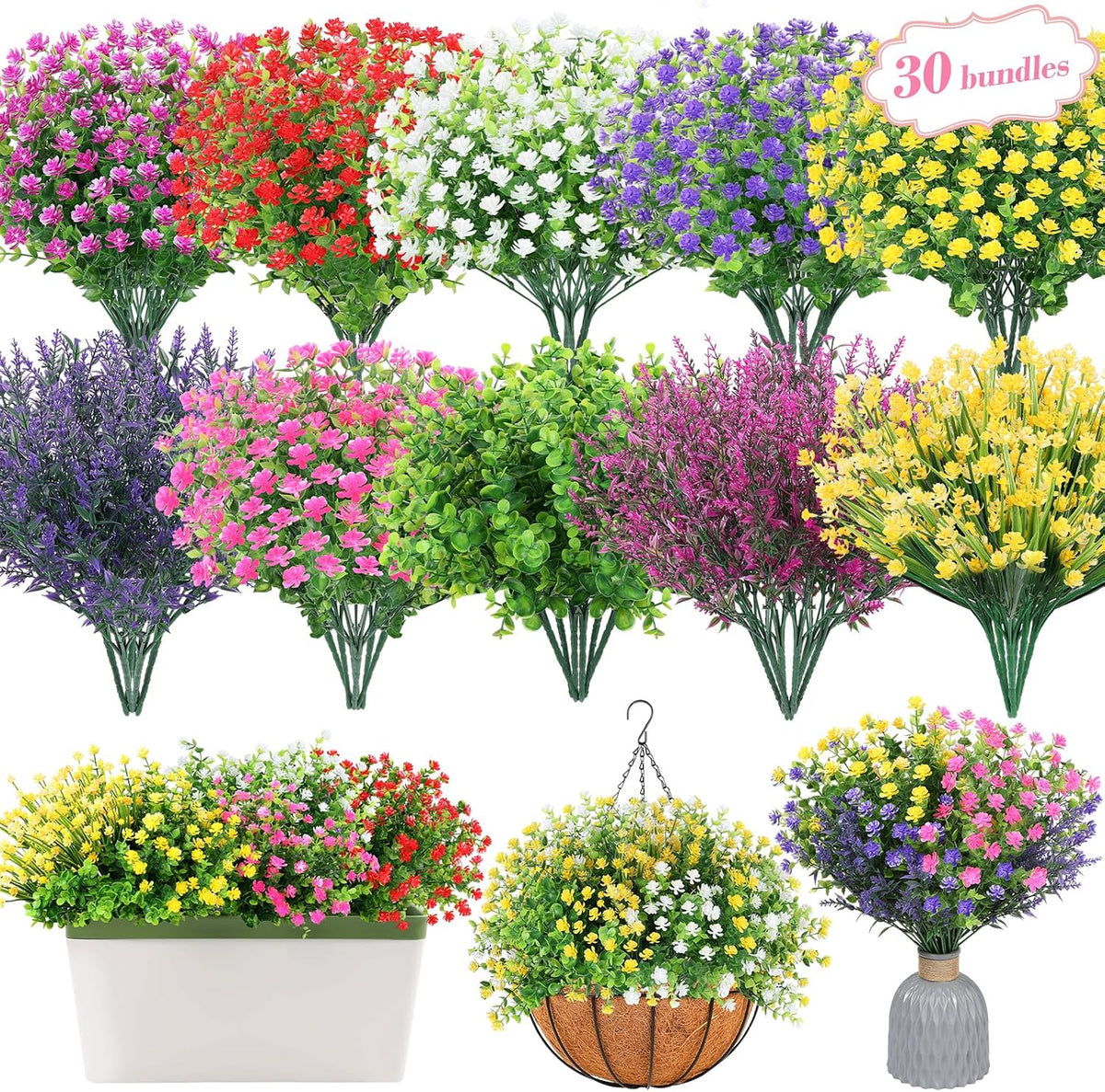 mapvolut 30 bundles artificial flower set - realistic, main product view