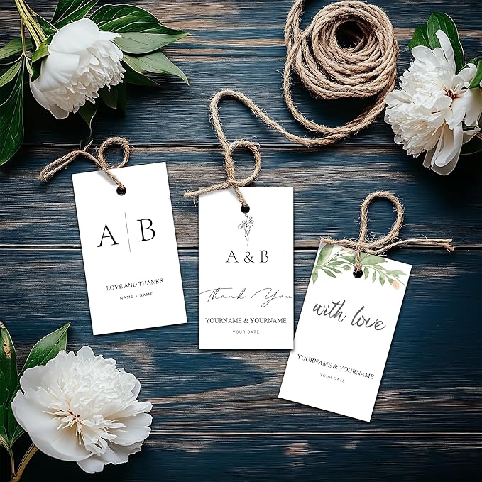 Custom Gift Tags for Wedding Favors - Personalized Thank You Hang Tags for Wedding Bridal Shower