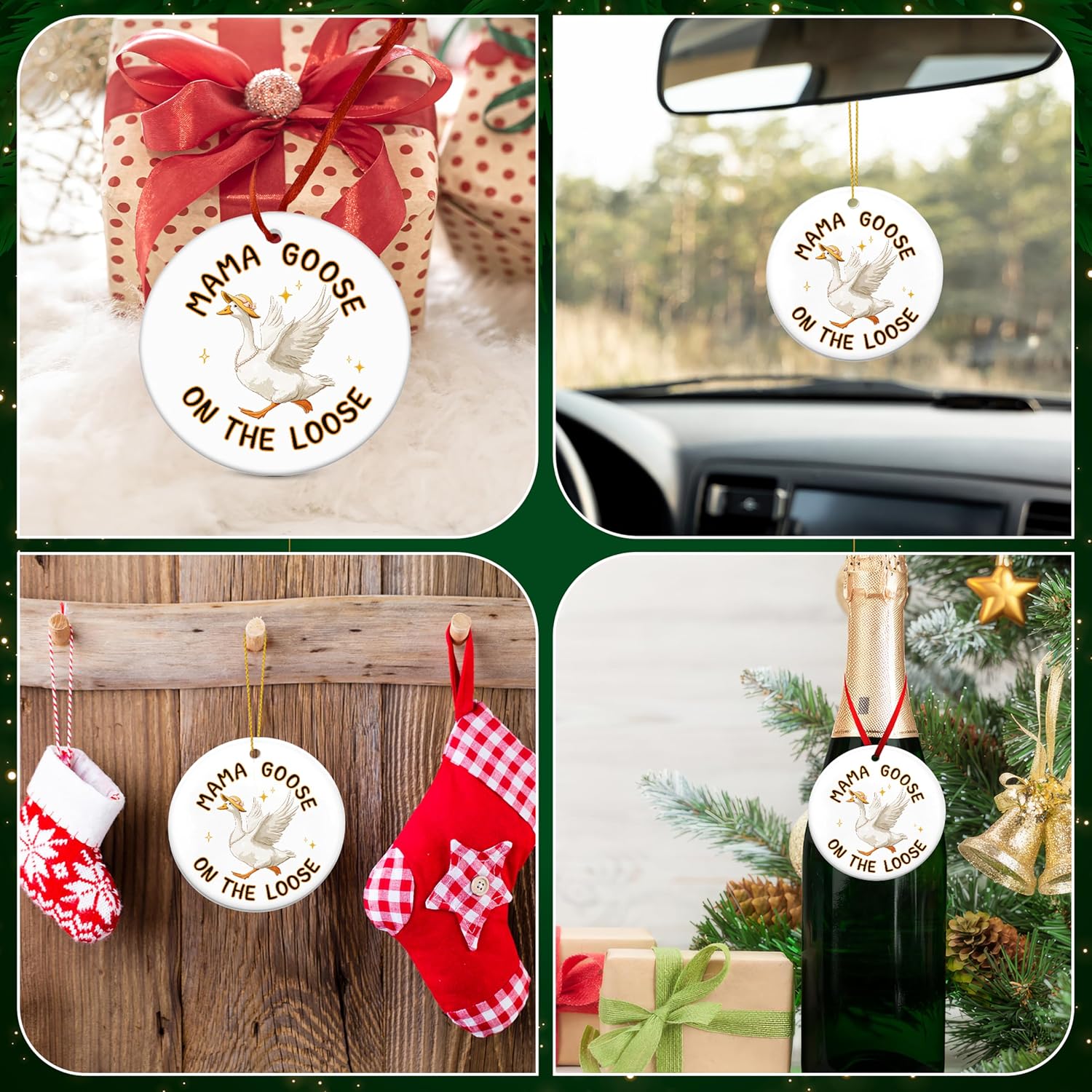 TEEZWONDER Christmas Funny Goose Gifts for Mom from Daughter Son - Ceramic Christmas Ornaments 2025 for Tree Decorations - Mother in Law New Mom Gifts for Xmas Decorations, Stocking Stuffers for Women