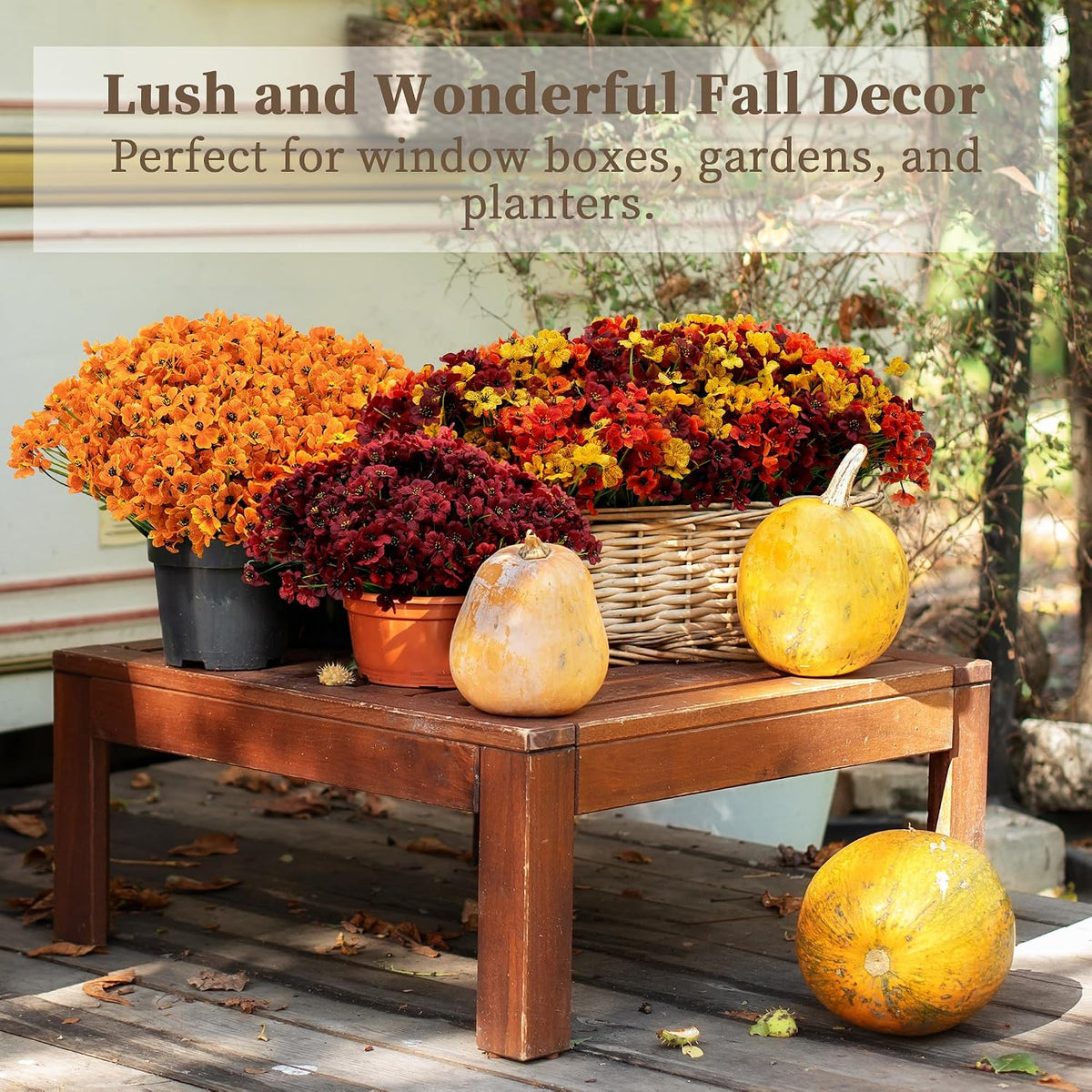 coloplay 24 bundles burgundy artificial flowers for outdoors on a desk or shelf