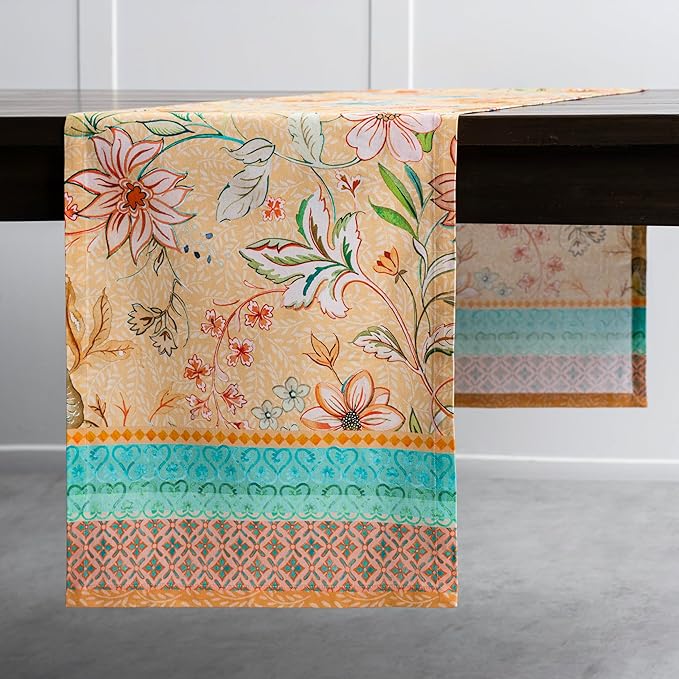 Maison d' Hermine Table Runner 100% Cotton Double Layer Table Runners 108 inches Long Decorative for Home Kitchen Dining Party Wedding Bridal Shower Spring Summer (Luxury Loft – Peach, 14.50" x 108")