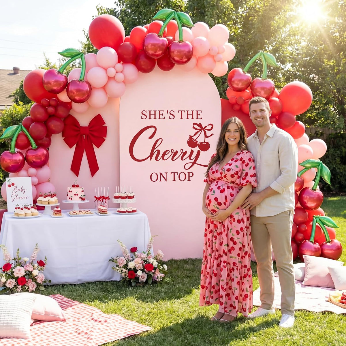 hunnmingre pink cherry on top backdrop arch cover, package contents
