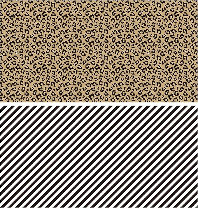 WRAPAHOLIC Reversible Leopard Wrapping Paper - Mini Roll - 17 Inch X 33 Feet - Leopard Print with Metallic Foil Shine and Stripe Design for Birthday, Holiday, Baby Shower