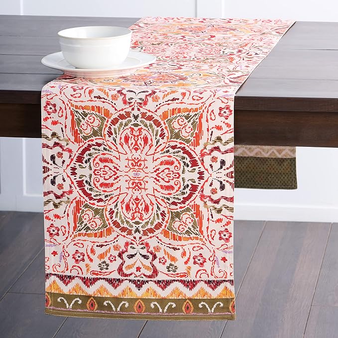 Maison d' Hermine Table Runner 100% Cotton Double Layer Table Runners 72 inches Long for Thanksgiving Christmas Decorations Home Kitchen Dining Party Wedding (Damask, 14.5" x 72")