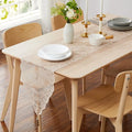 LinenZone Linen Table Runner with 2 Tassels for Rustic Vintage Decor. Lace Table Runner Works Great As Wedding, Thanksgiving or Christmas Decor. (Mia 14 x 96, Linen)