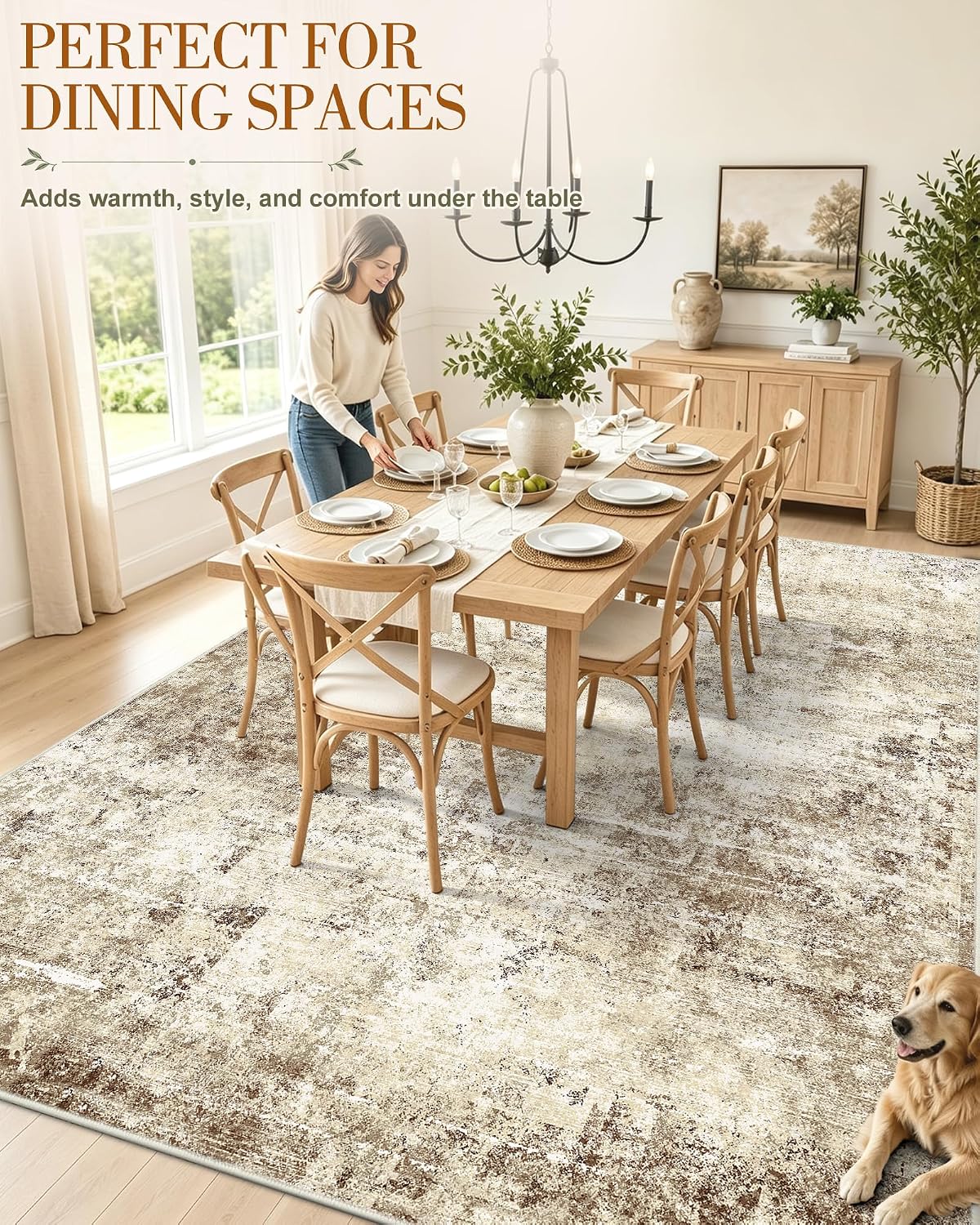 OLANLY 8x10 Washable Area Rug, Soft Non Slip Carpet for Bedroom Living Room
