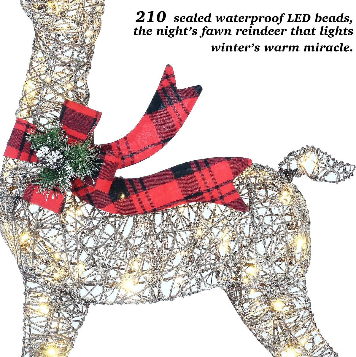58 inch 3d woven large lighted christmas deer on a desk or shelf