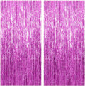 2 Pack Hot Pink Backdrop Curtain Party Streamers Hot Pink Birthday Decorations Foil Fringe Photo Backdrop Party Supplies Fiesta Grad Theme Decorations