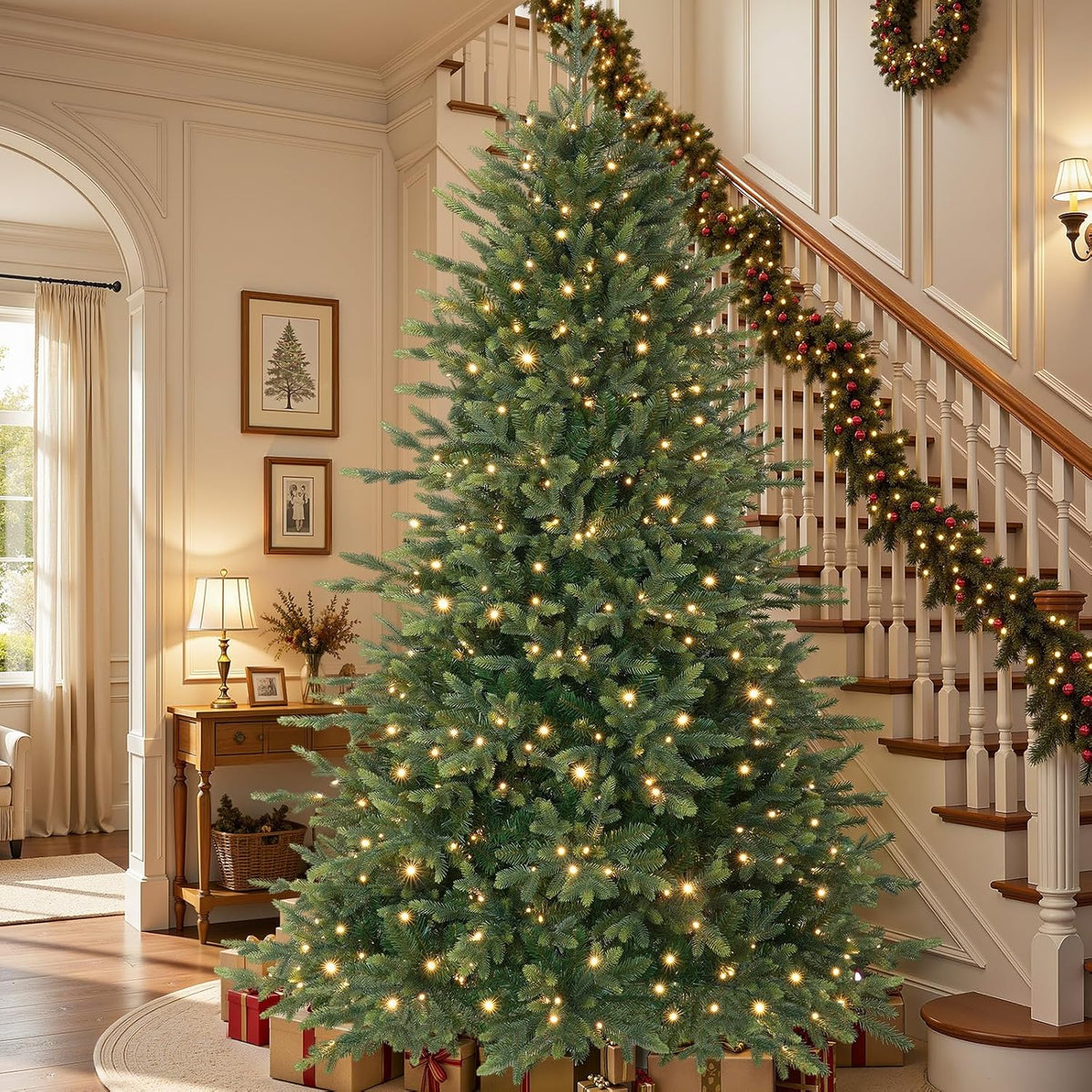 shareconn 7.5ft prelit artificial fir christmas tree with on a desk or shelf