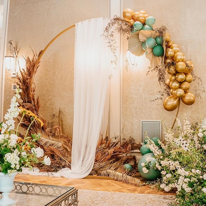 Wokceer Wedding Arch Draping Fabric 6 Panels 28.7" x 20FT White Sheer Fabric Backdrop Arch Draping for Wedding Ceremony Birthday Party Bridal Shower Decoration