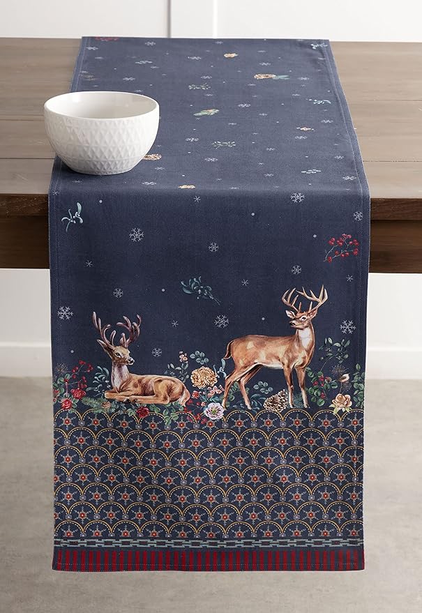 Maison d' Hermine Table Runner 100% Cotton Double Layer Table Runners 72 inches Long for Thanksgiving Christmas Decorations Home Kitchen Dining Party Wedding (Christmas Joy, 14.5" x 72")