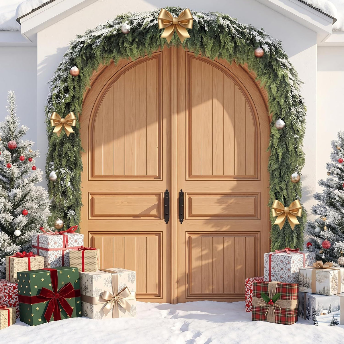 10ft christmas garland real touch cedar garland, front angle view