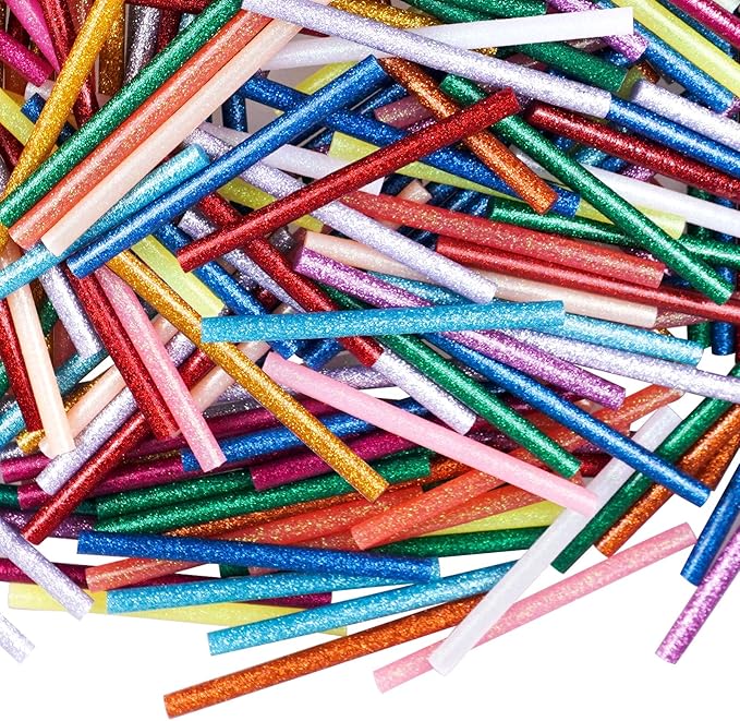 Gwybkq Mini Glitter Hot Glue Sticks 14 Colored for DIY Art Craft,4 inches 80 pcs