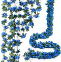 Miracliy 5Pcs 41FT Blue Flower Garland Artificial Rose Arch Vines Fake Spring Floral Garland for Flower Wall Backdrop Wedding Mothers Day Garden Tea Party Decoration