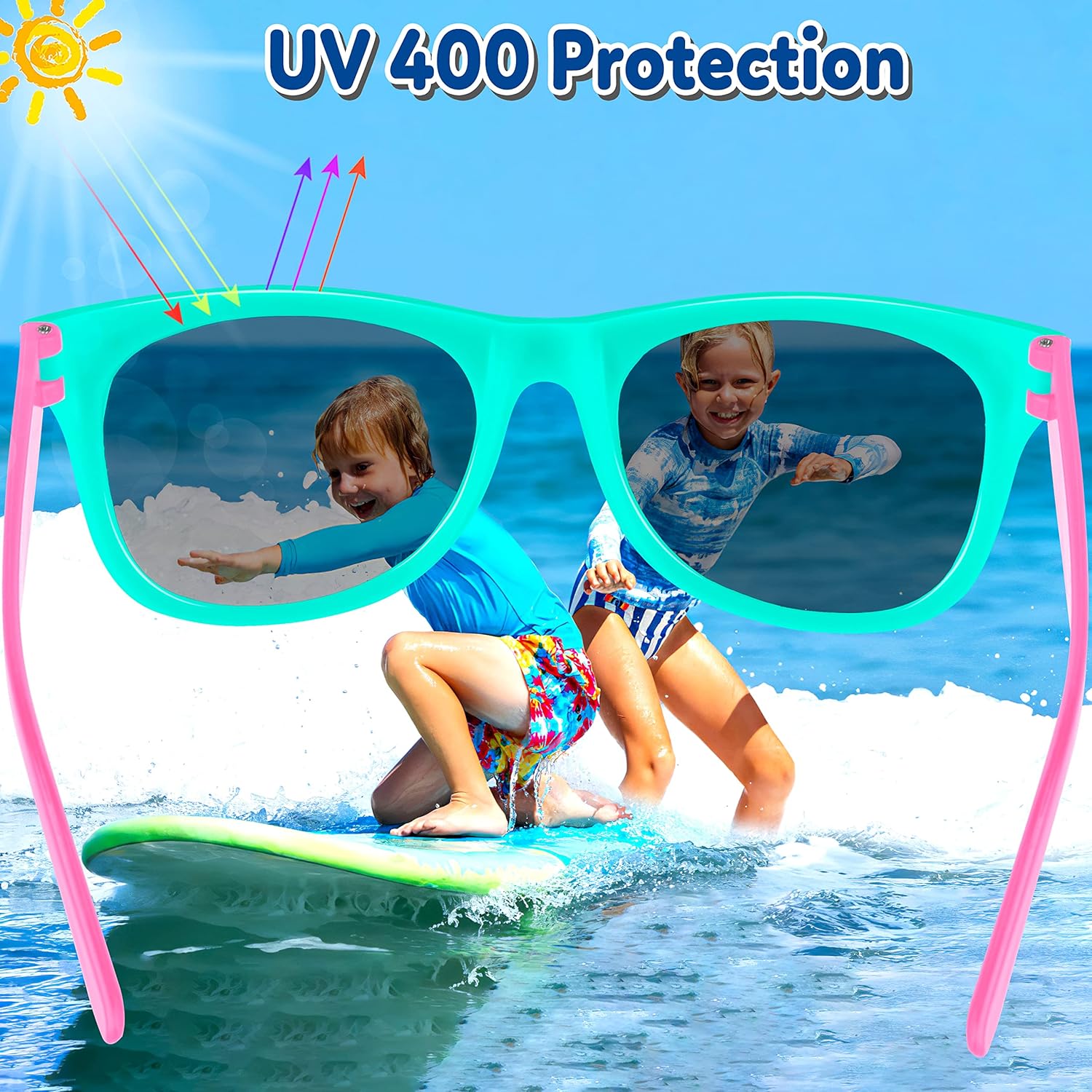 GINMIC Kids Sunglasses Bulk Party Favors, 12Pack Valentines Day Gifts UV 400 Protection Neon Sunglasses for Boys and Girls, Party Favor, Birthday Classroom Goodie Bags Party Supplies.