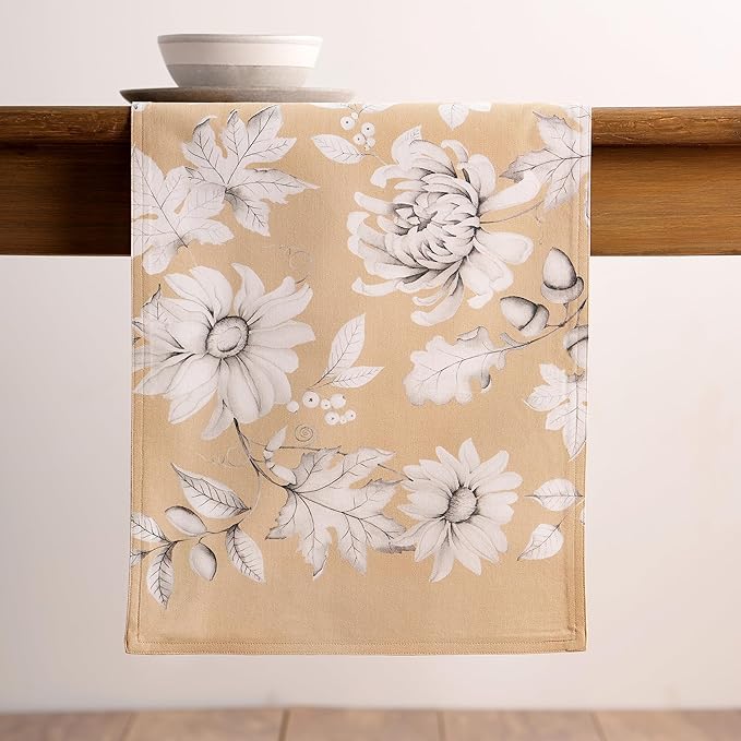 Maison d' Hermine Table Runner 100% Cotton Double Layer Table Runners 108 inches Long for Thanksgiving Christmas Decorations Home Kitchen Dining Party Wedding (Pretty Autumn, 14.5" x 108")