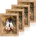 8x10 Picture Frame Set of 4, High Definition Real Glass Rustic Brown Frame, 8 x 10 Wood Photo Frames for Desktop Display and Wall Mounting