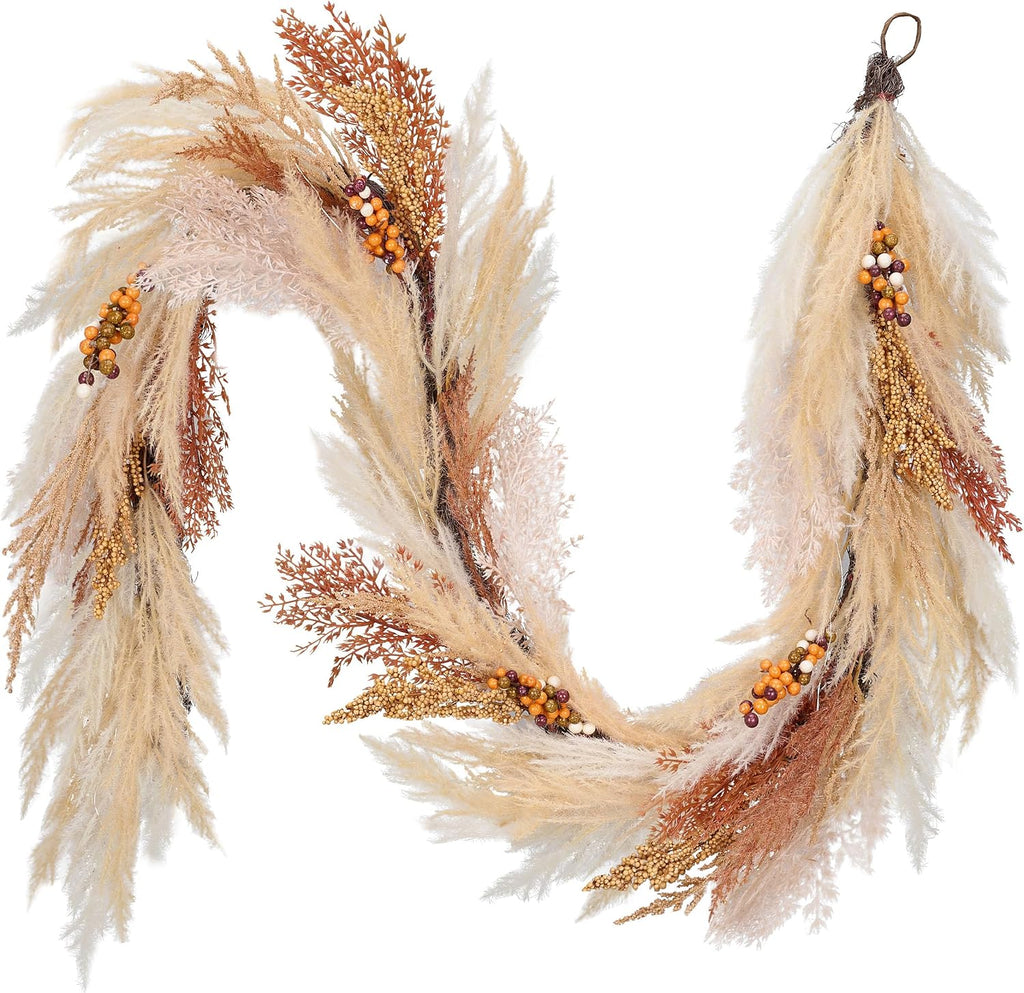 decorbyhannah 6ft neutral fall pampas grass garland for, main product view