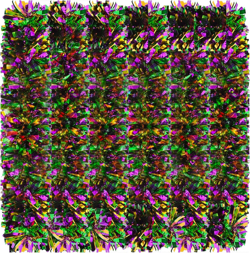 Mardi Gras Tinsel Garland Metallic Tinsel Twist Garland Shiny Carnival Party Hanging Decorations for Mardi Gras Party Indoor and Outdoor Decoration