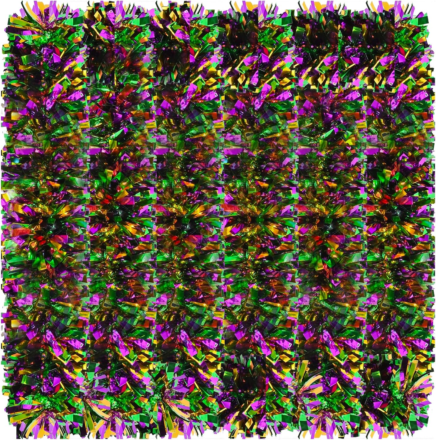 Mardi Gras Tinsel Garland Metallic Tinsel Twist Garland Shiny Carnival Party Hanging Decorations for Mardi Gras Party Indoor and Outdoor Decoration