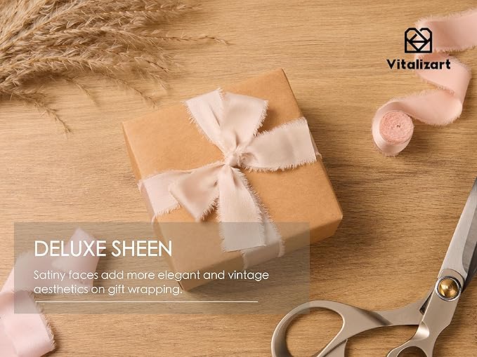 Vitalizart Silk Like Satin Ribbon 1 inch x 18 Yard Mixed Color Handmade Frayed Ribbons for Gift Wrapping Baby Shower Wedding Bridal Bouquets Holiday Decor 9 Rolls 2 Yd