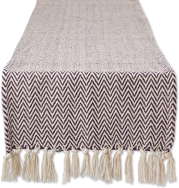 DII Woven Basic Tabletop Collection, Chevron Table Runner, 15x72, Eggplant