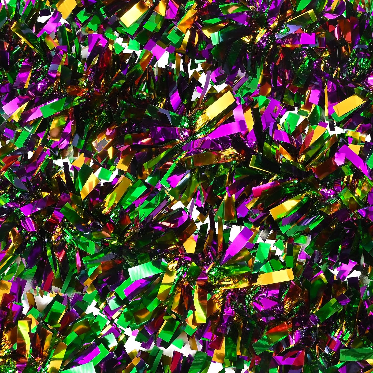 Mardi Gras Tinsel Garland Metallic Tinsel Twist Garland Shiny Carnival Party Hanging Decorations for Mardi Gras Party Indoor and Outdoor Decoration