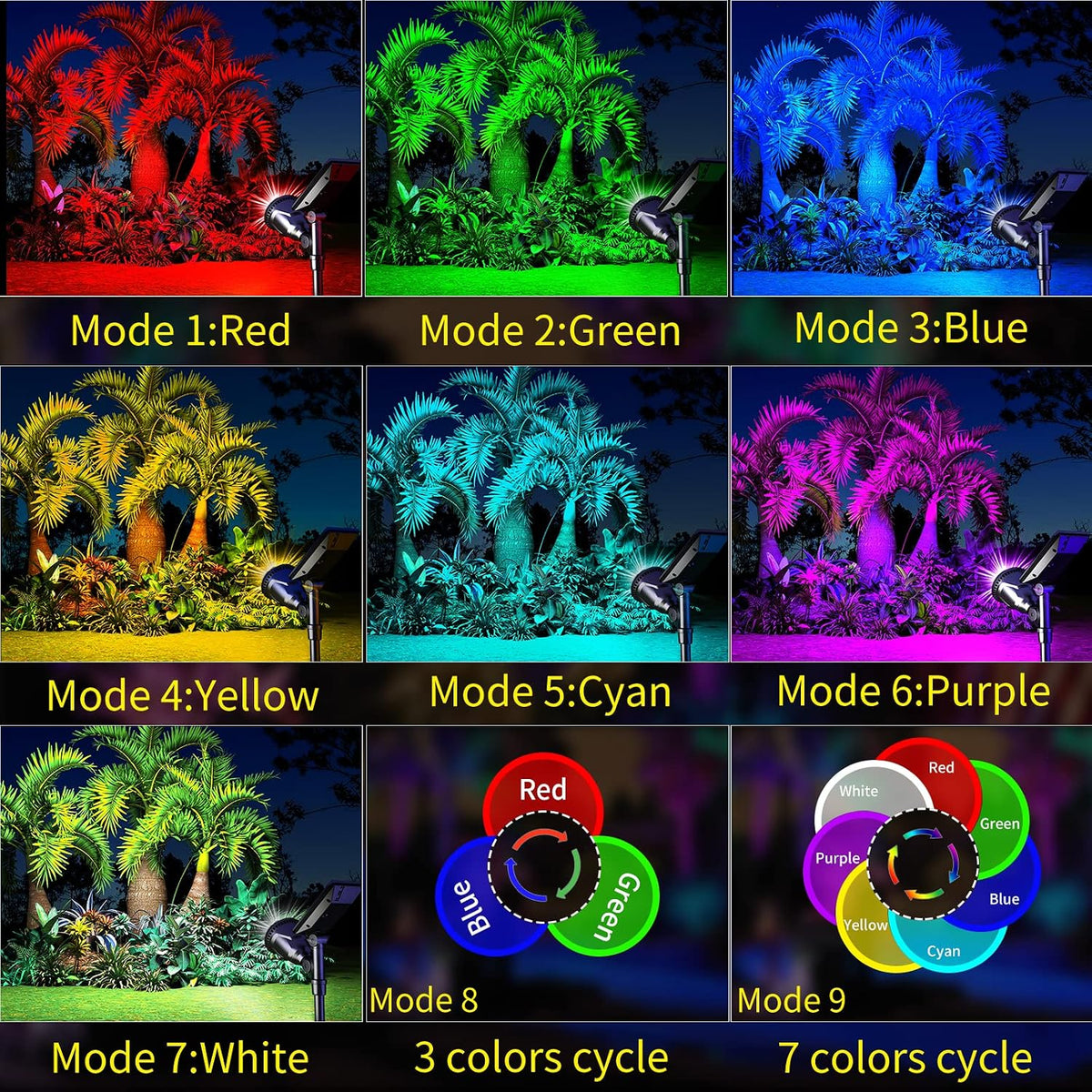 ROSHWEY Solar Spot Lights Outdoor, 7 Colors Halloween Christmas Outdoor Light...