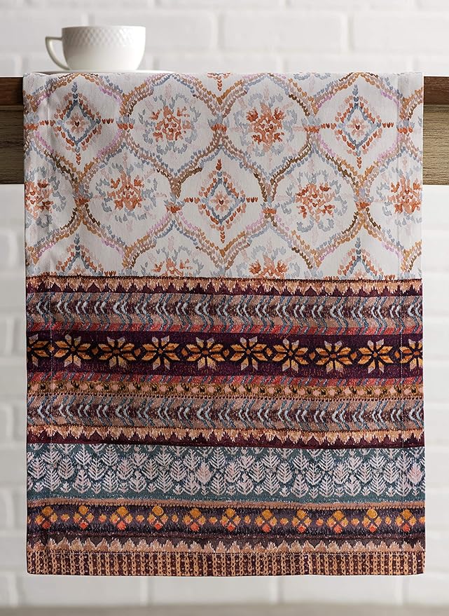 Maison d' Hermine Table Runner 100% Cotton Single Layer Table Runners 36 inches Long for Thanksgiving Christmas Decorations Home Kitchen Dining Party Wedding (Fair Isle, 14.5" x 36")